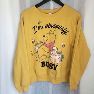 Disney Winnie the Pooh I’m Obviously Busy Sweatshirt Yellow Honey Bear Womens M